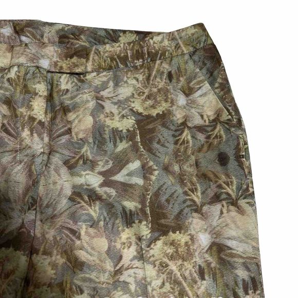 Floral Rayon Blend Pants Women's 4 Green Multi Allover Flower Print - Picture 13 of 16